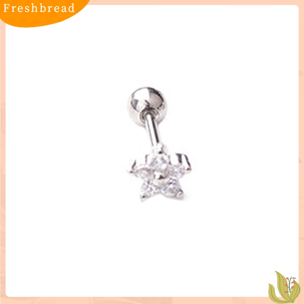 &lt; Freshbread &gt; 1Pc Wanita Cubic Zirconia Hias Bunga Bintang Bulan Tulang Rawan Stud Anting Perhiasan