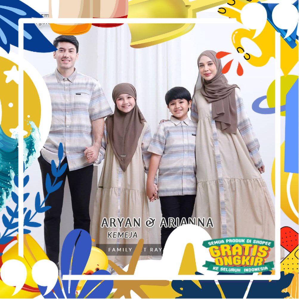 SARIMBIT YASMEERA 2022 B02 ORIGINAL ARIANNA DRESS GAMIS ANAK WARM SAND ARYAN KOKO DEWASA KOKO ANAK K