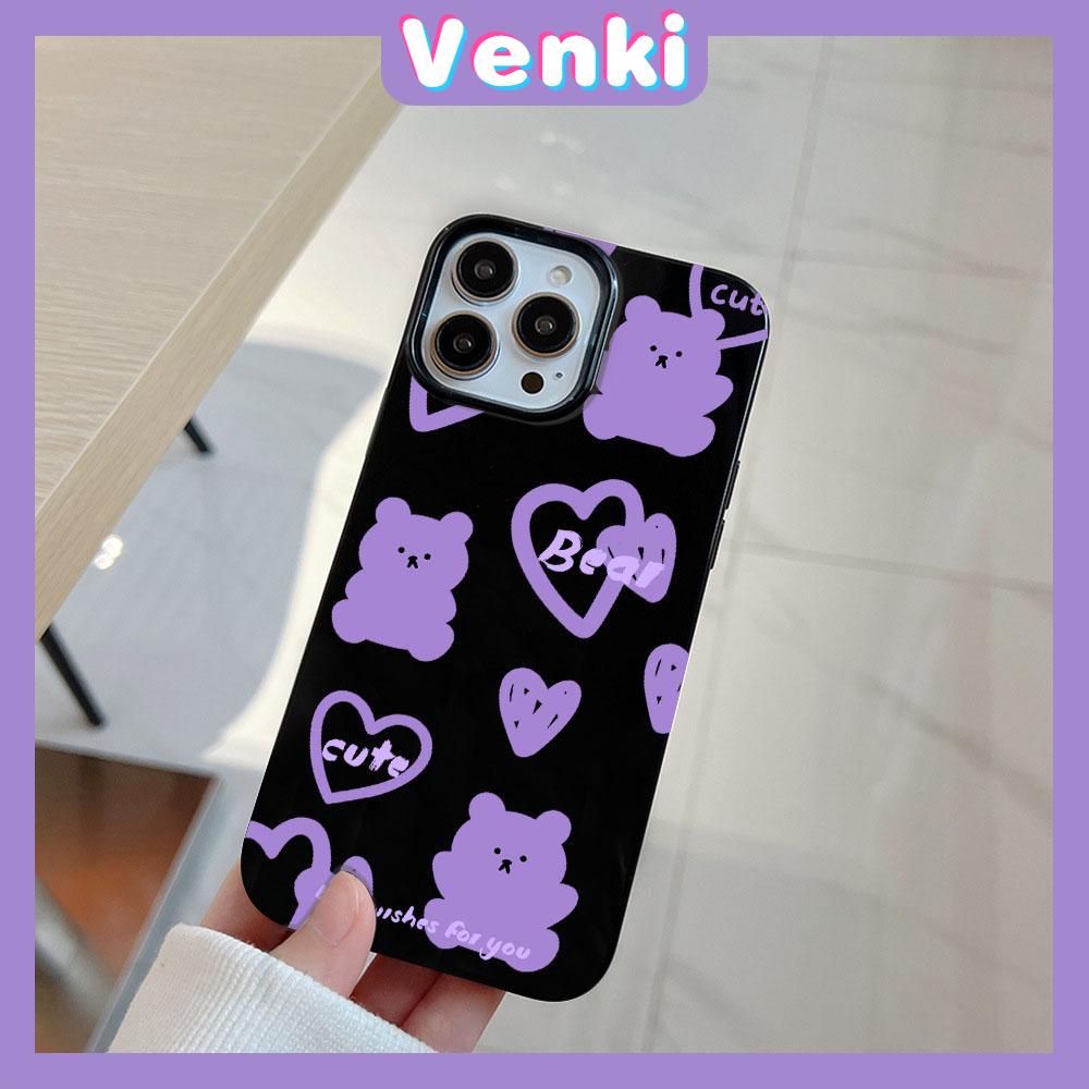 iPhone Case Soft TPU Glossy Black Candy Case Case Cute Cartoon Purple Bear Camera Protection Shockproof For iPhone 14 13 12 11 Pro Max 7 8 Plus X XR