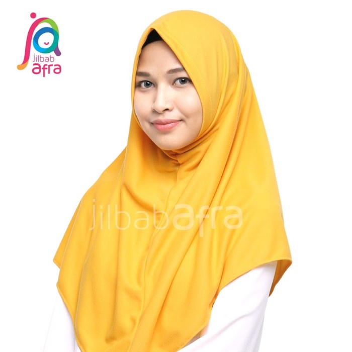 TERLENGKAP Hijab Instant Jilbab Afra Syifa Arfa Kerudung Non Pet Kuning Kunyit - M