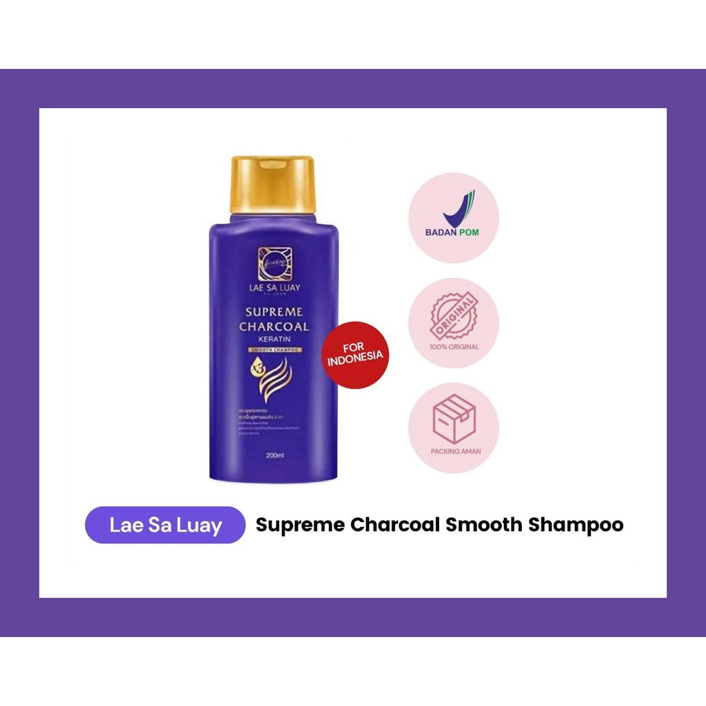 Lae Sa Luay Supreme Charcoal Smooth Shampoo 200ml Shampoo Keratin Anti Rontok Mematikan Kutu Rambut