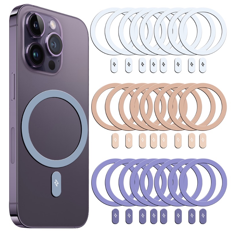 3pcs Stiker Magnet Sablon Petir Kecil Sederhana Cincin Logam Ringan Ultra-Tipis Untuk Magsafe Magnetic Wireless Charger Kompatibel Untuk Seri iPhone12 /13 /14