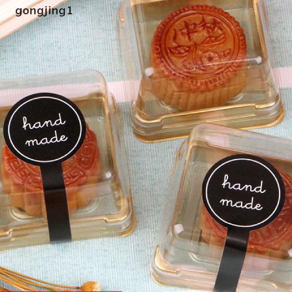 Ggg 100PCS Perekat Gaya Panjang Handmade Kemasan Kue Sealing Label Kraft Stiker ID