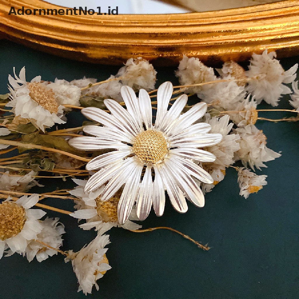 [AdornmentNo1] Elegan Vintage Logam Tanaman Bunga Daisy Bros Pin Untuk Wanita Pria Kerah Pakaian Aksesoris Jas Syal Klip Perhiasan Hadiah [ID]