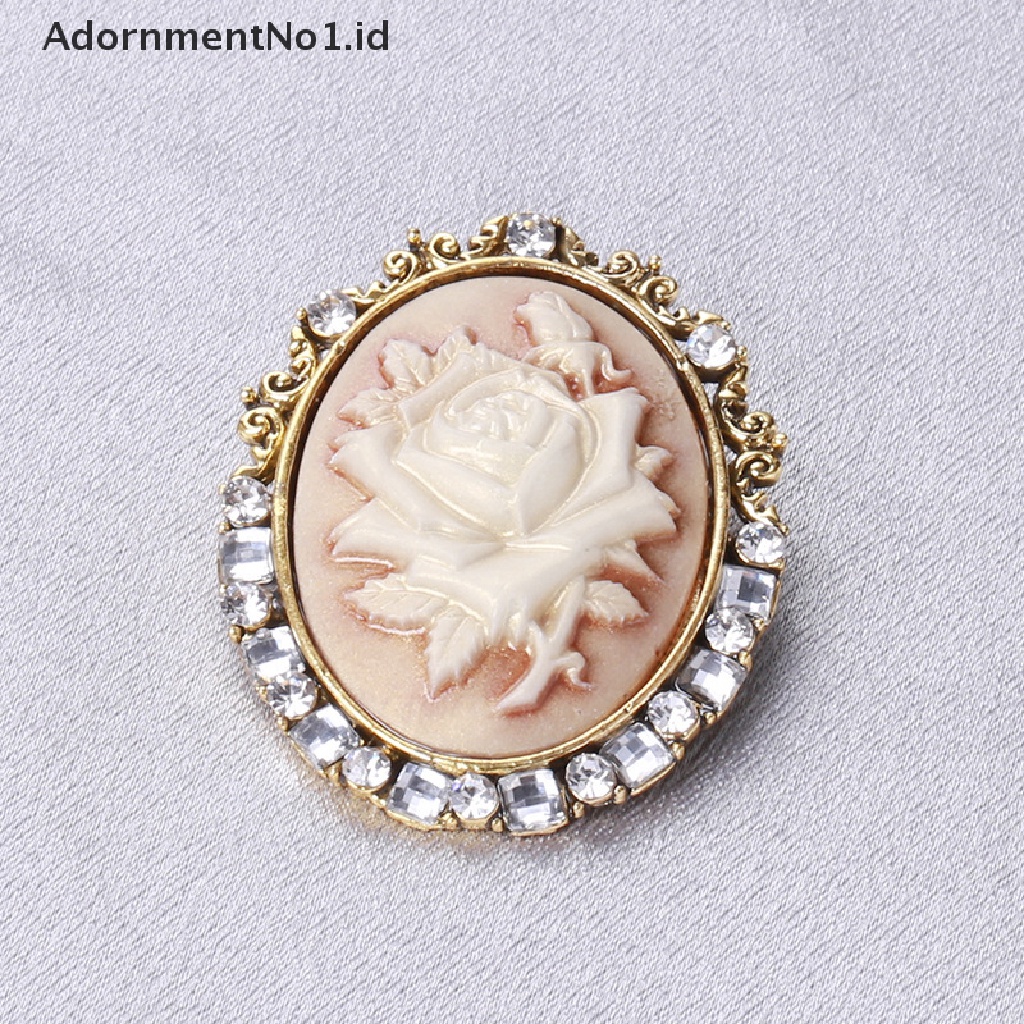 [AdornmentNo1] 1pc Bros Bunga Mawar Relief Vintage Wanita Berkilau Berlian Imitasi Brooch Pin [ID]