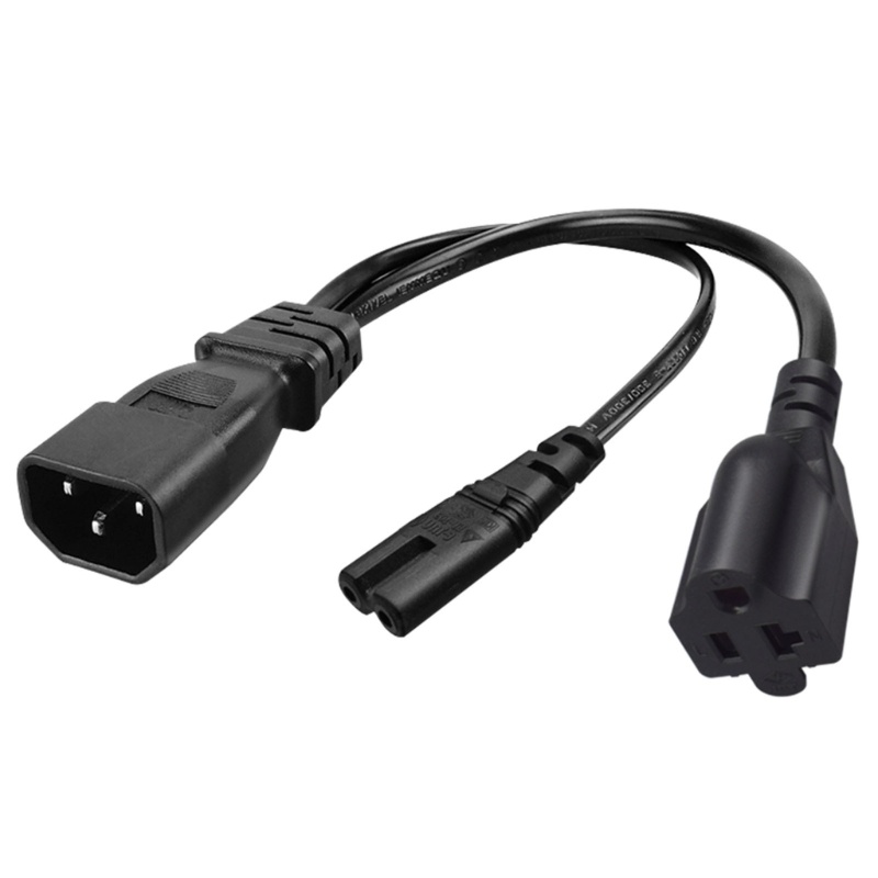 Zzz 1PC Tunggal C14 Ke C7+5-20R Pendek Daya Y Type Splitter Adapter Kabel Cord 32cm
