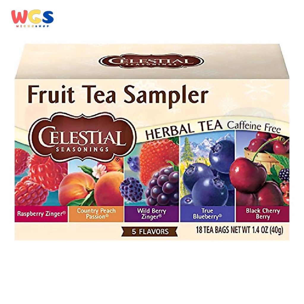 Celestial Seasonings Fruit Tea Sampler 5 Flavors 18 Tea Bags 40g