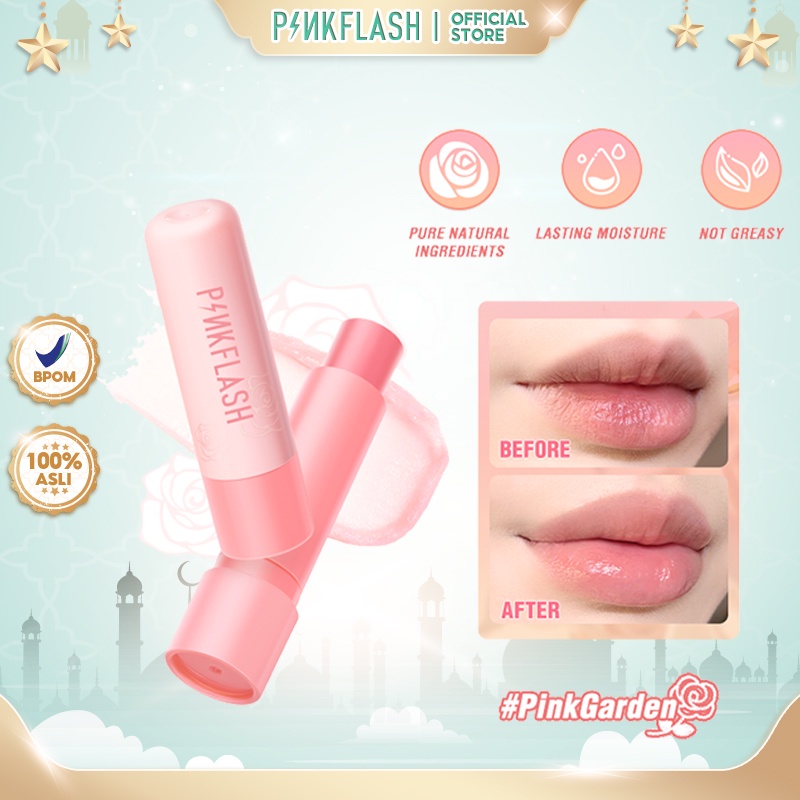 [BPOM&amp;ORI] PINKFLASH PinkGarden Plant Oil-Based Lasting Moist Lip Balm Lip Care Deep Hydration 4 Natural ingredients Repair Nourish Reduce PF-L03