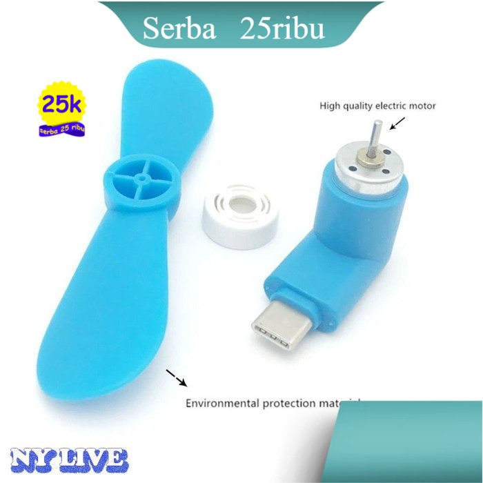 Kipas Mini Colok di Android dan Power Bank HP Portable Micro atau Tipe C dengan Lubang Micro atau Ty