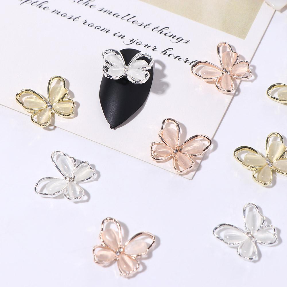 Needway   Butterfly Nail Art Dekorasi Korea Fashion Ins Style Mata Kucing Batu Cat Eye Nail Drill