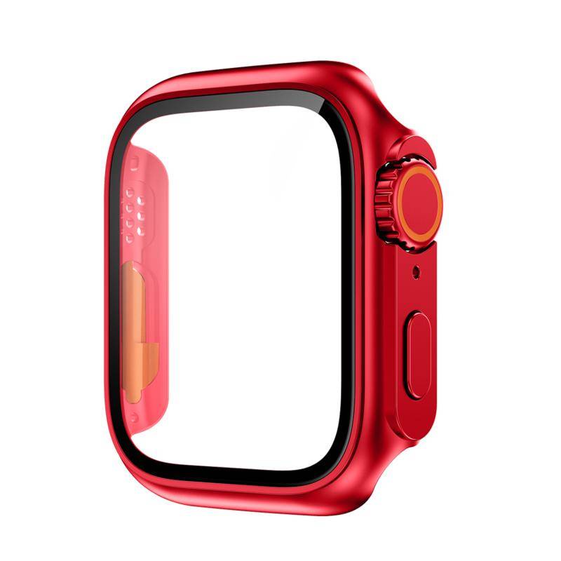 Pc CaSE+Tempered Glass For Apple Watch Series8 7 45mm 41mm cover Pelindung Layar change to ultra For iWatch Series6 5 4 se 44mm 40mm Aksesoris