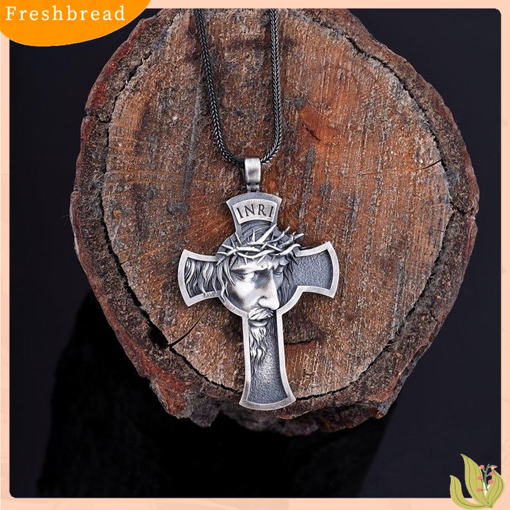 {In Stock} Kalung Liontin Salib Fashion Yesus Ukiran Alloy Gaya Liontin Salib Untuk Pria