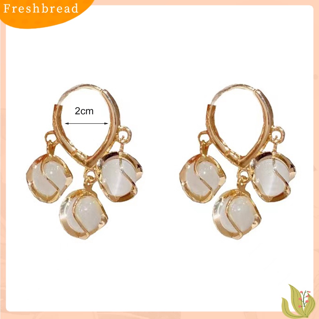 {In Stock} 1pasang Anting Hoop Tepi Halus High-end Tembaga Tembus Opal Anti-Radangan Menjuntai Anting-Anting Hadiah Pernikahan