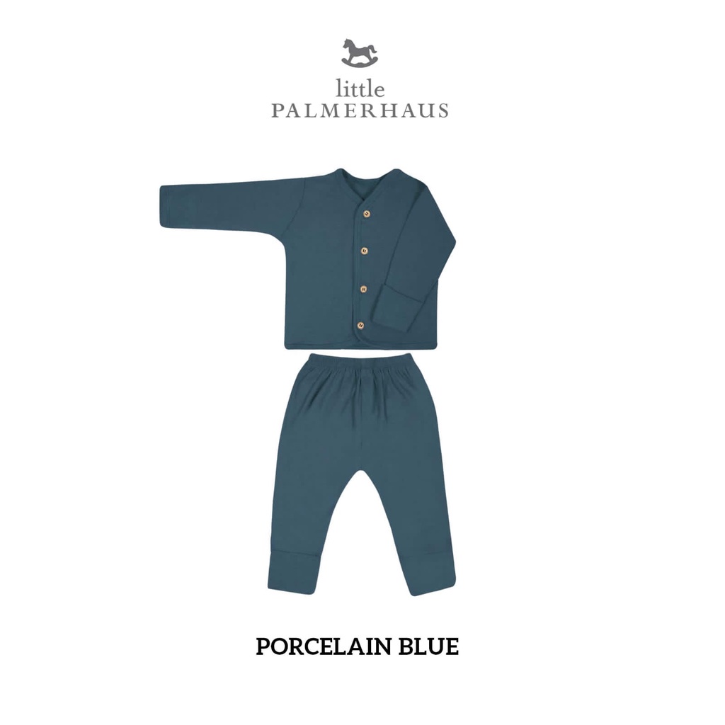 Little Palmerhaus Button Tee Long Sleeve Stelan Set Lengan Panjang Size 0-3m 6-12m 12-24m Stelang Panjang Kancing Depan