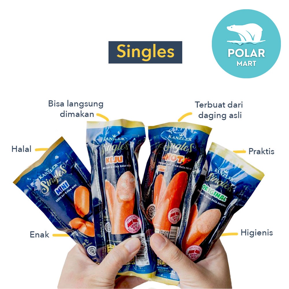 

[Cab. Cimahi] Kanzler Singles Aneka Sosis Variasi Original/Keju/Mini/Hot 65 Gram (FROZEN FOOD BANDUNG)