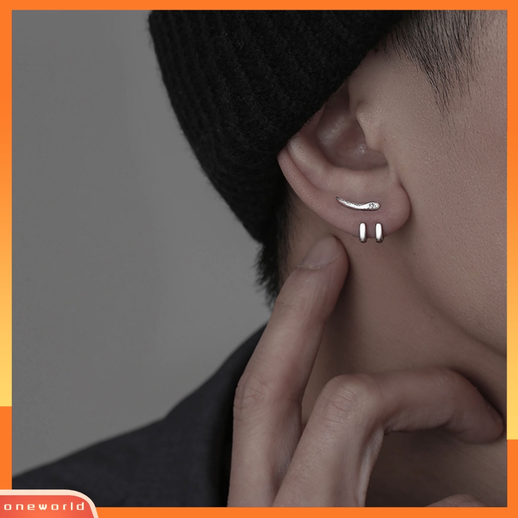 [OWR] Ear Studs Punk Hip Hop Dilepas 2-cakar Kait Kepribadian Hadiah Keren Gaya Sederhana Pria Anting Perhiasan Fashion