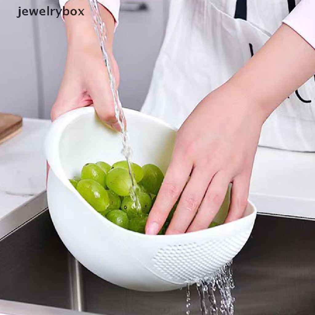 [jewelrybox] Saringan Beras Plastik Colander Kitchen Drain Basket Dengan Gagang Strainer Basket Butik