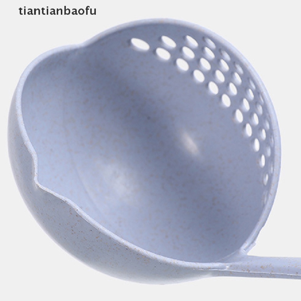 [tiantianbaofu] Sendok Sup Gagang Panjang 2in1 Sendok Slotted Home Strainer Cooking Colander Kitchen Scoop Plastik Aksesoris Dapur Butik