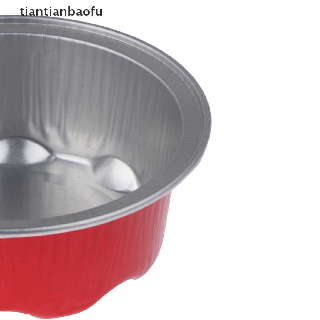 [tiantianbaofu] 10pcs 50ML Valene Aluminium Foil Loyang Kue Bentuk Bulat Cupcake Cup Dengan Tutup Butik