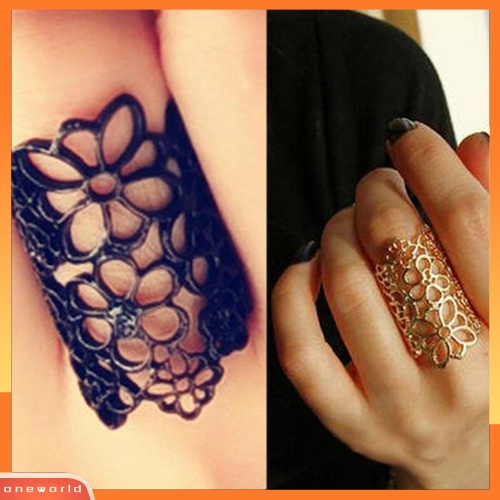 {oneworld} Fashion Perhiasan Wanita Berongga Bunga Paduan Pembukaan Yang Dapat Disesuaikan Pesta Prom Cincin