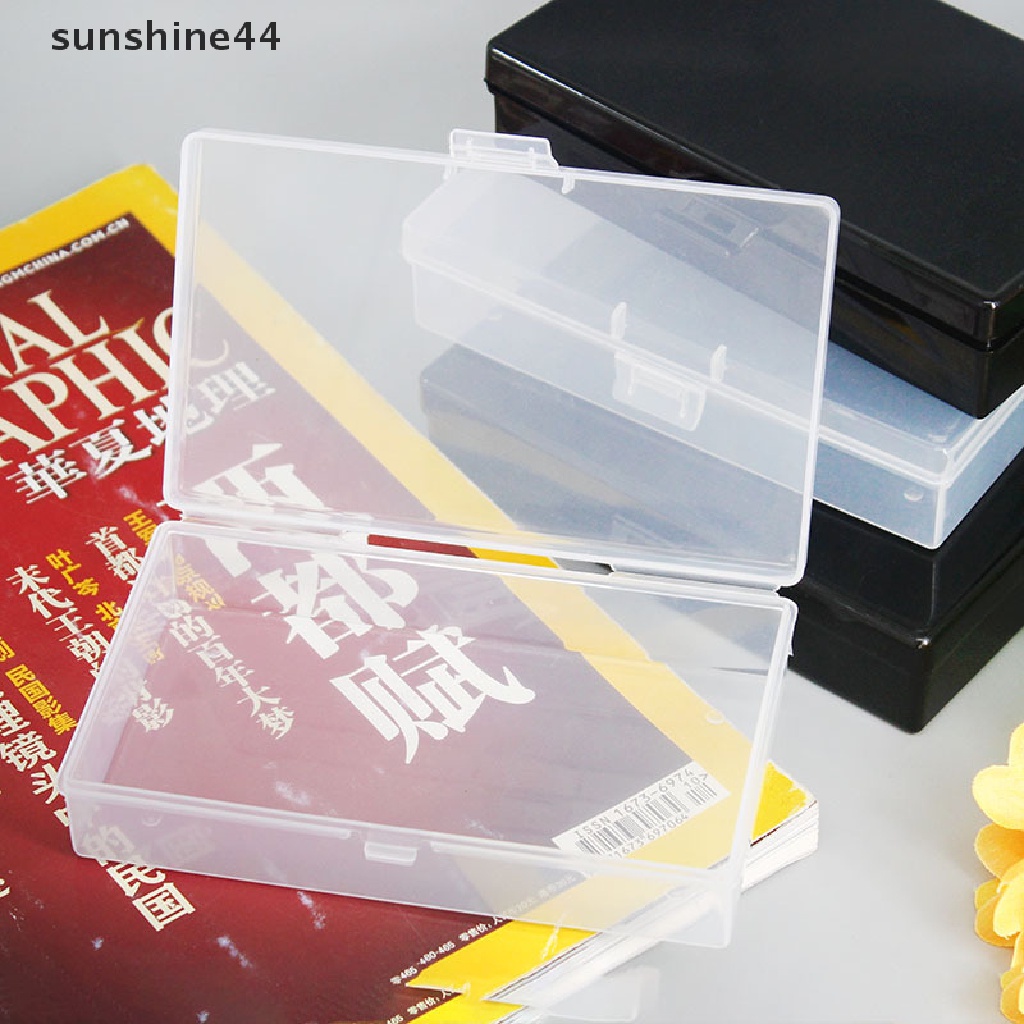 Sunshine Kotak Penyimpanan Plastik Transparan Persegi Panjang Organizer Stiker Box Wadah Desktop Snap Dustproof Tahan Lama Tempat Penyimpanan Perhiasan ID