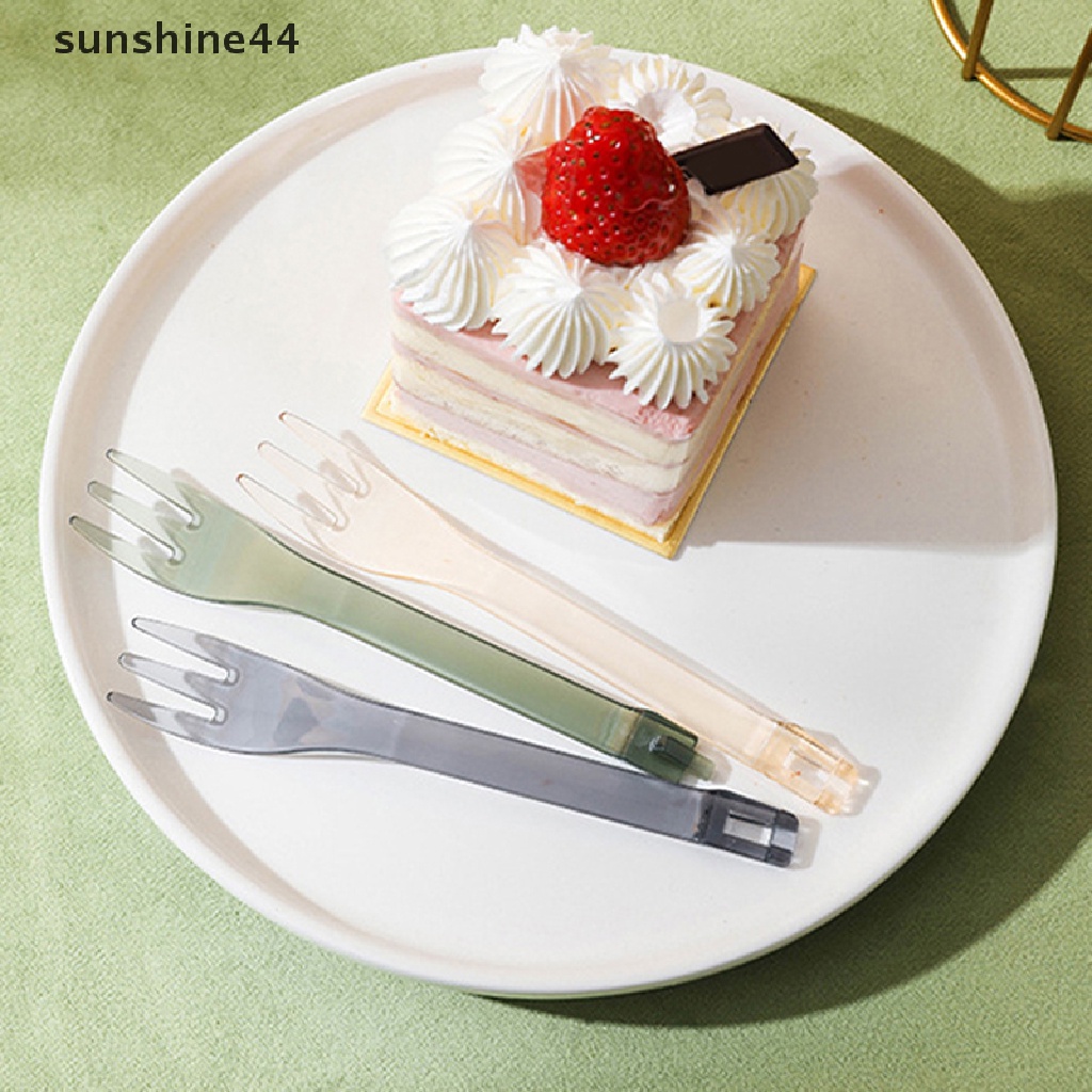 Sunshine 20Pcs/kotak Kreatif Buah Garpu Klip 2-in-1 Penghapusan Kue Klip Dessert Fork ID