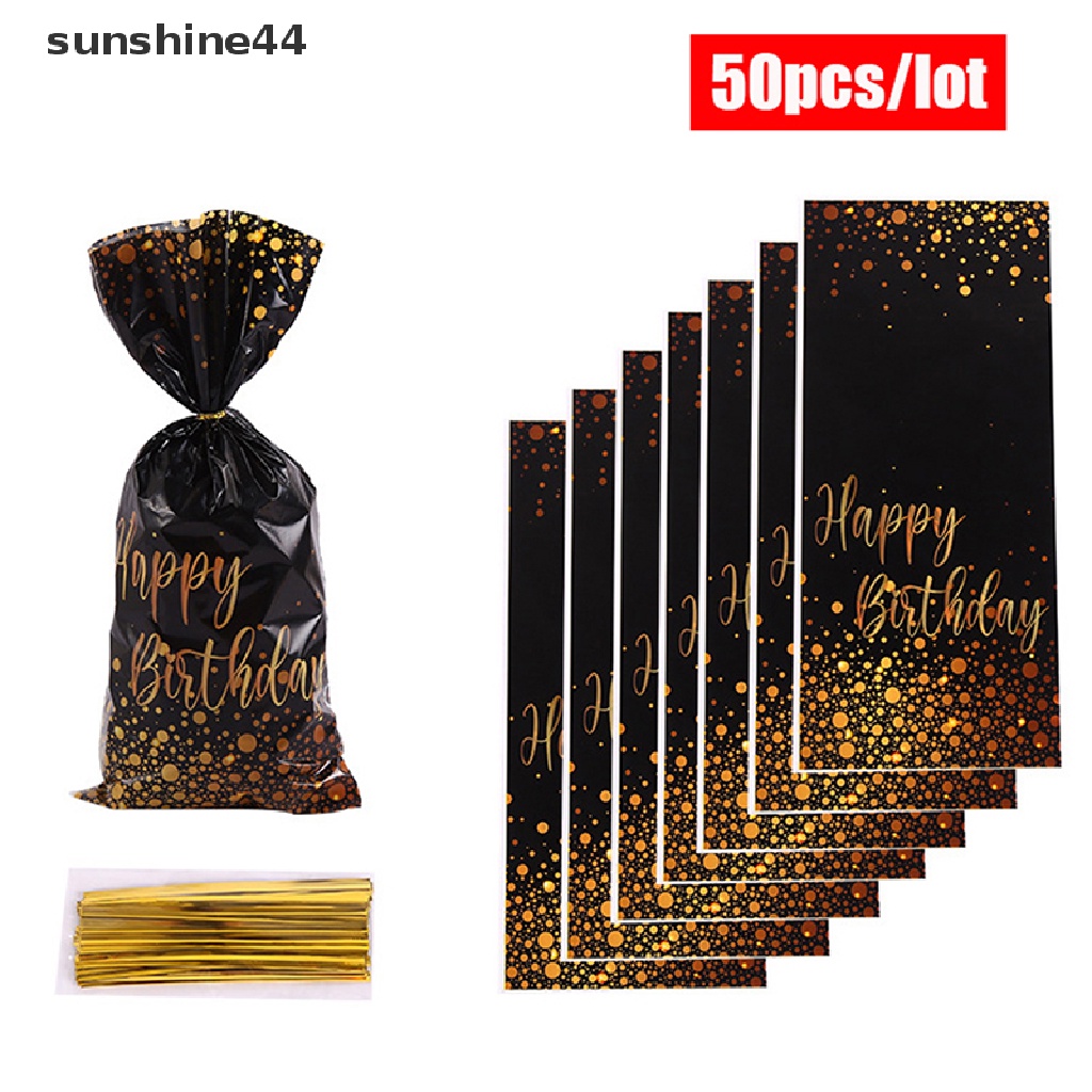 Sunshine 50Pcs Plastik Permen Biskuit Packing Bags Dekorasi Pesta Ulang Tahun Pastry Bags ID