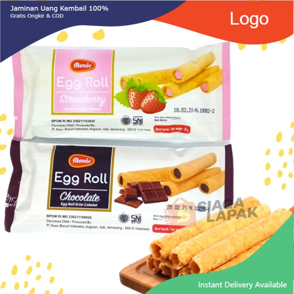 

Monde Egg Roll Coklat Stroberi 35gr (ikannus_shop)