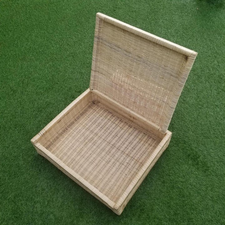 65 Kerajinan Tangan Rotan - Keranjang Kotak Besar Tutup L - 60x50x15cm