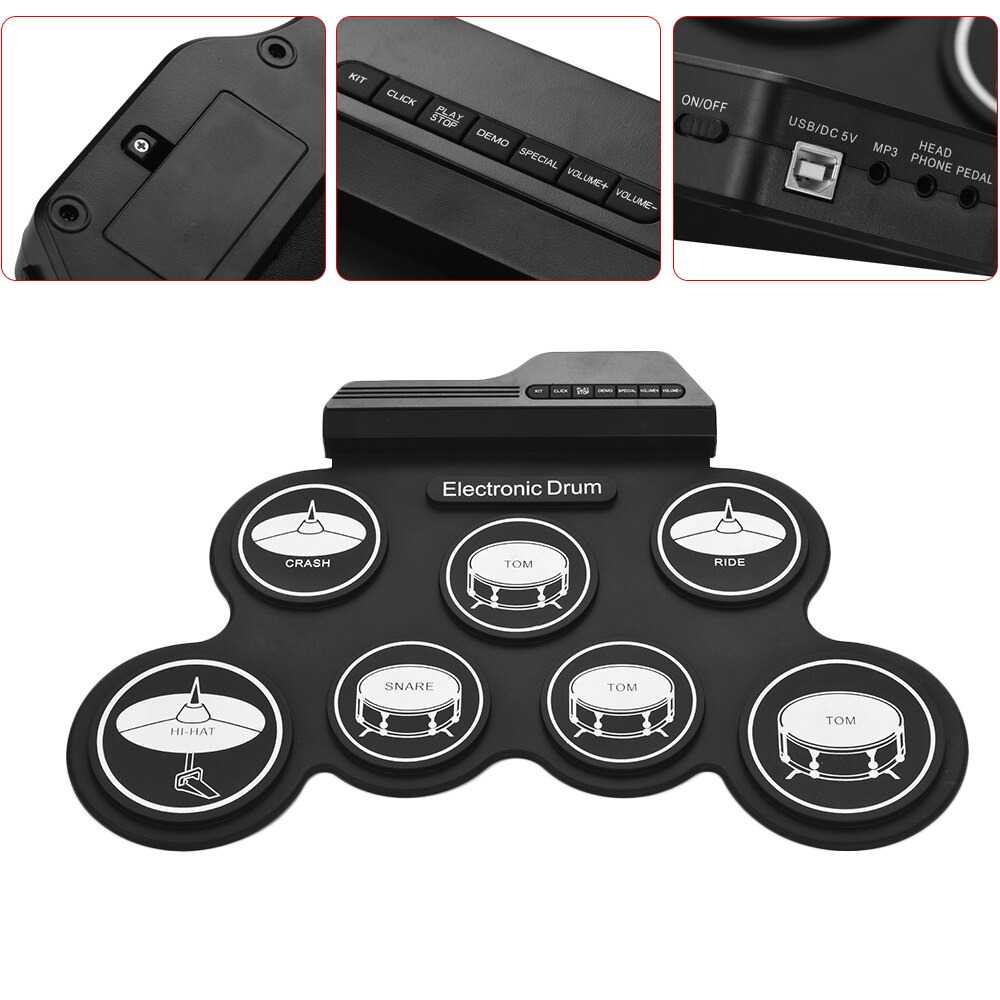 Ammoon Electronic Digital Drum Kit 7 Pads Folding USB Power - G3002