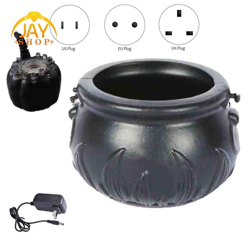 Halloween Witch Pot Kuali Mister Mist Maker Mesin Kabut Berubah Warna Dekorasi Prop Pesta