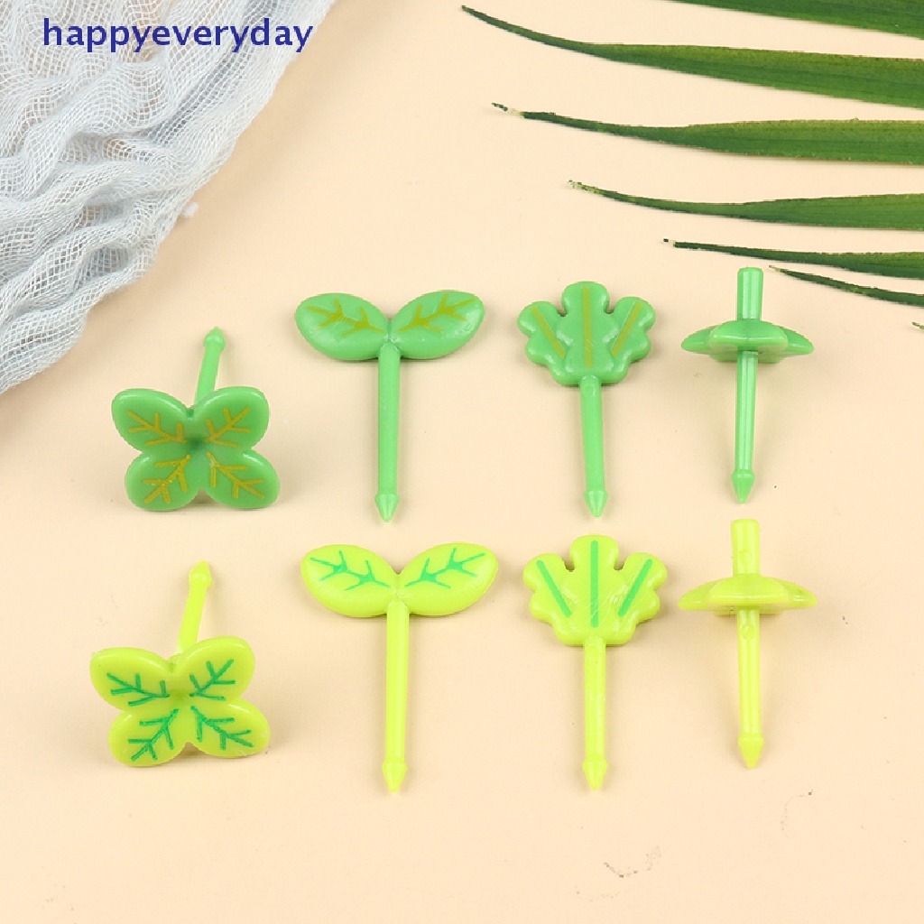 [happy] 8pcs Garpu Buah Tusuk Gigi Daun Kotak Makan Bento Salad Tiny Fork Cake Untuk Anak [ID]