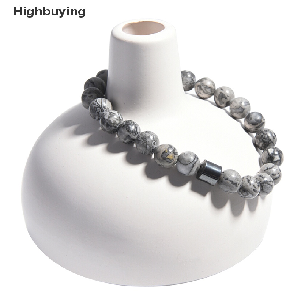 Hbid Pria Wanita Batu Alam 8mm Lava Rock Gelang Elastis Yoga Beads Bracelet Glory