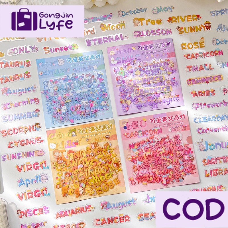 

[Gongjin] 40 Lembar Stiker ENGLISH WORDS PET Tahan Anti Air / Sticker Hiasan Bujo Journaling Bullet Word Waterproof Scrapbook Deco Dekorasi Diary
