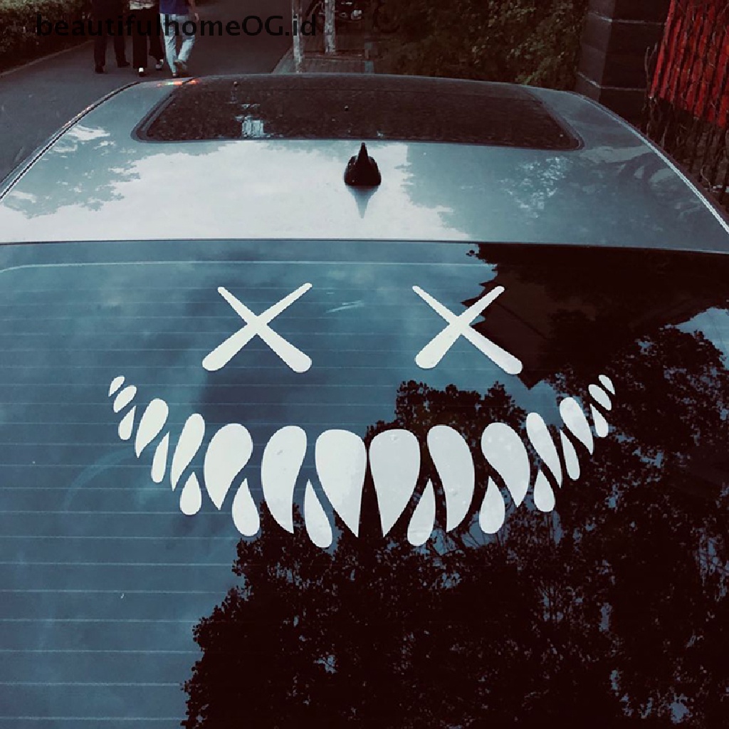 // Lebaran// Demon Smiling Face Stiker Mobil Kaca Belakang Sticker Jendela Otomatis Lucu **