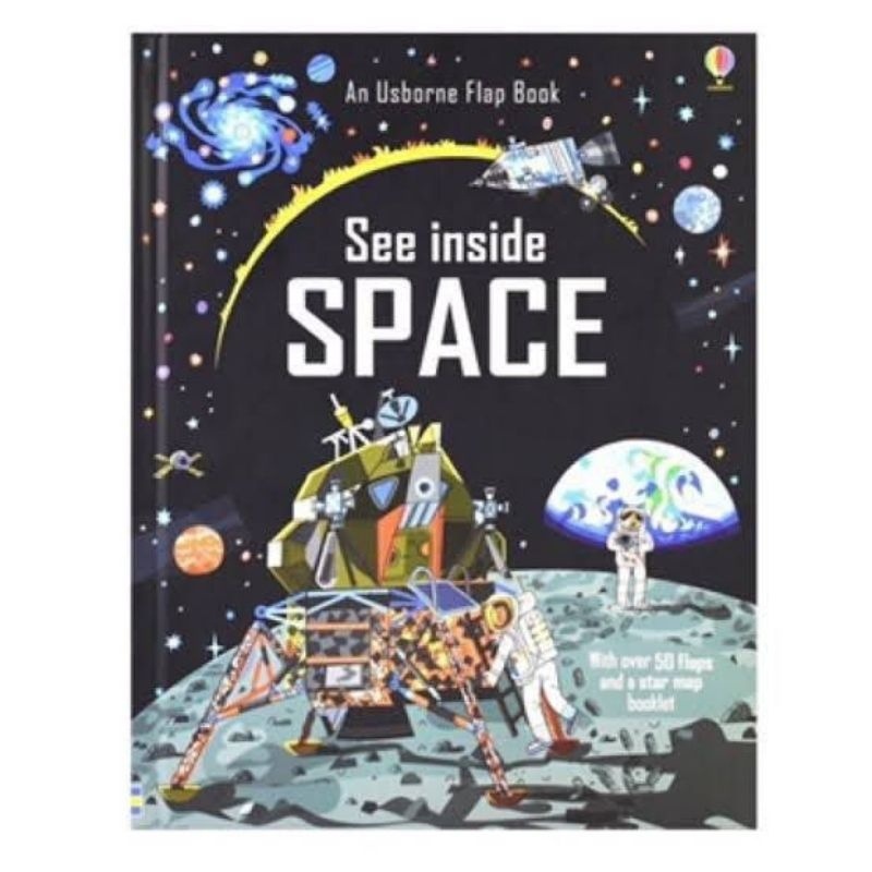 [PS] Usborne See Inside Space Boardbook Lift The Flap Buku Edukasi Anak Tentang Luar Angkasa Planet Bintang Antariksa Bulan Matahari Meteor Galaksi