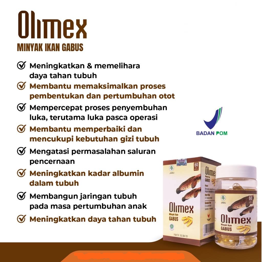 Kapsul OLIMEX Kapsul Ekstrak Minyak Ikan Gabus Asli Membantu Mempercepat Keringkan Luka Pasca Operasi Asli Original