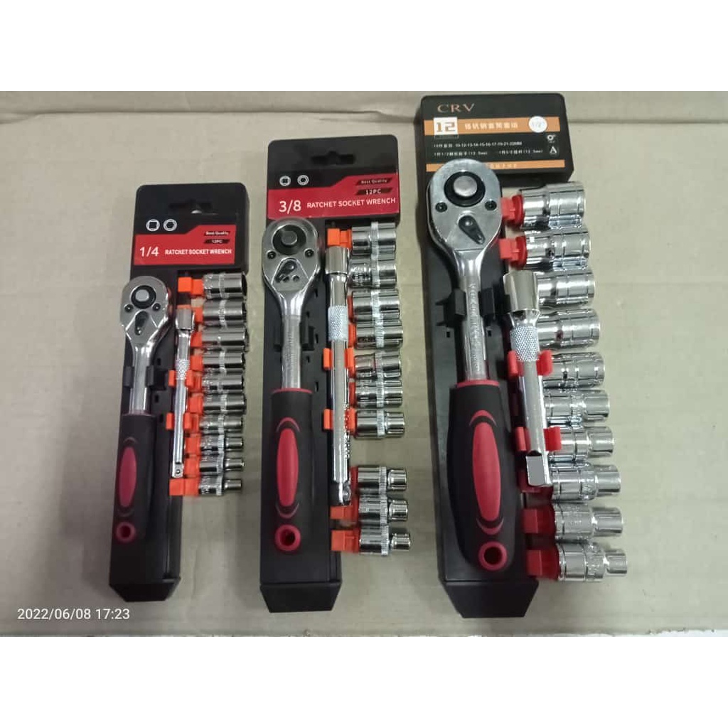 PROMO KUNCI SOK SET 1/2&quot; 12PCS, Kunci Pas CR-V Drive Socket Wrench Set 3/8&quot; 1/4&quot;Handle 12 PCS, Kunci shock, kunci sok, kunci shok, kunci set lengkap, kunci pas ring set, kunci pass full set, kunci shok set, kunci pas 12pcs