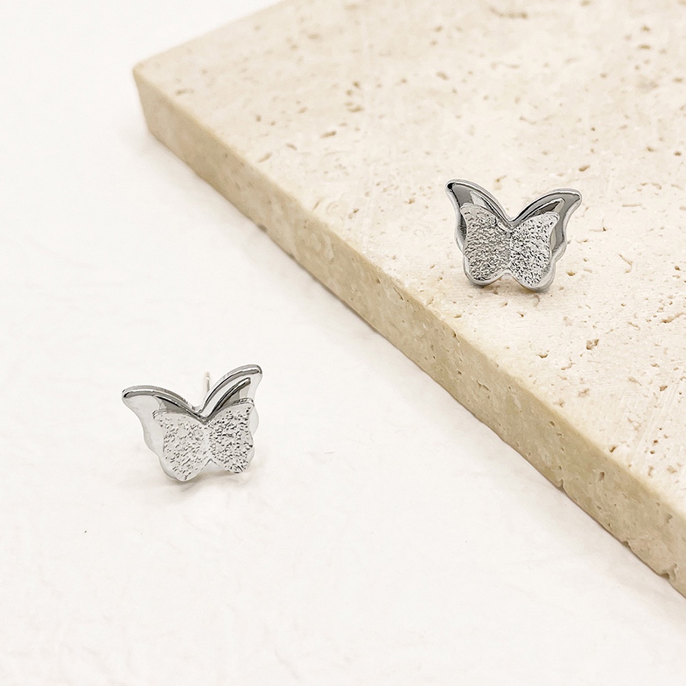 Anting Tusuk Kupu-Kupu Kecil Warna Emas Lucu Untuk Wanita Perhiasan Logam Minimalis Hadiah Pesta