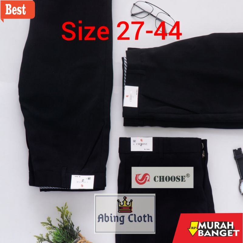 Celana untuk kerja terbaru- CELANA PANJANG PRIA FORMAL CHOOSE REGULER Hitam Bahan Twiss Tebal Premiu