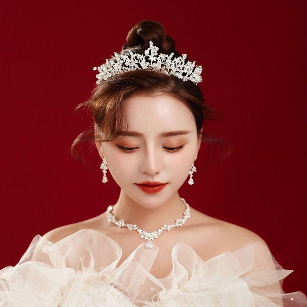 Needway Baroque Kristal Tiara Putri Mahkota Daun Cantik Suasana Mewah Paduan Perlengkapan Pernikahan Headpiece Pengantin