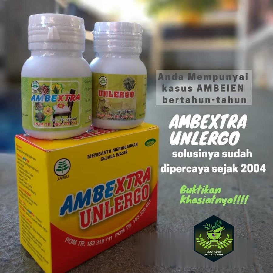 Ambextra Unlergo | Kapsul Herbal Ambeien | Obat Wasir isi 2 botol ( Izin POM ) ORIGINAL