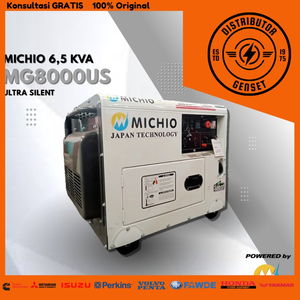 Genset 7 KVA Genset Silent Michio MG 8000US - Genset Solar Diesel