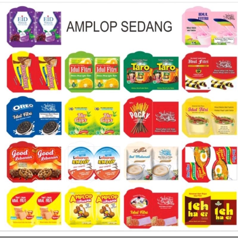 

(8pcs) Amplop Lebaran Snack Amplop Viral Bisa Pilih Motif Amplop lebaran motif Snack medium isi MelySnack