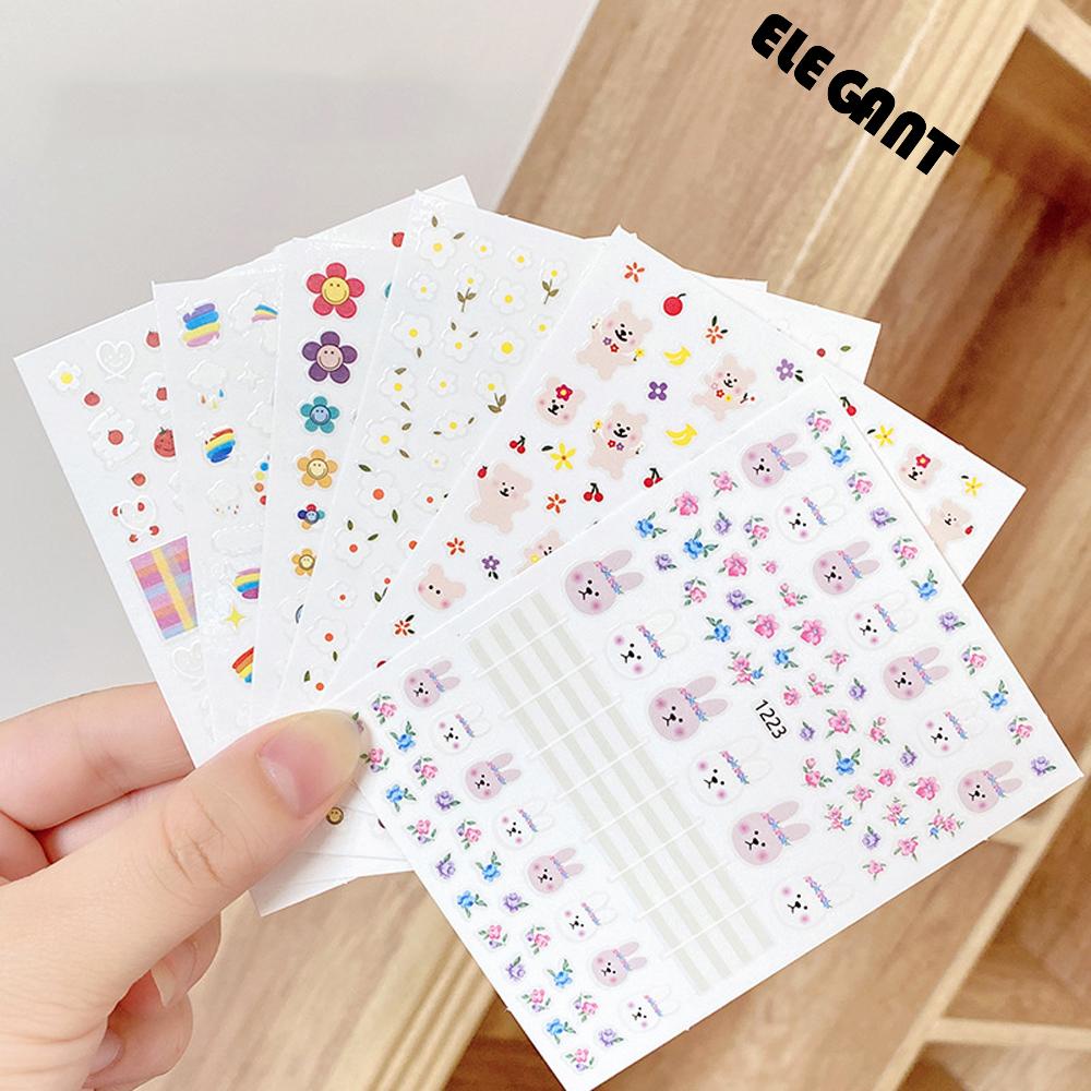 [Elegan] Stiker Kuku Kelinci Lucu Perekat Diri Daisy Kartun Ultra-Tipis DIY Nail Decals