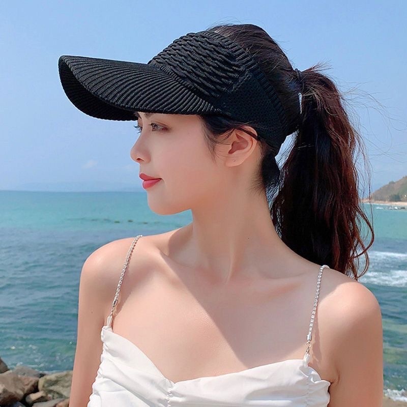 HZ Topi Senam Wanita Summer Zumba Topi Knit Visor Sport Baseball Rajut Katun Sepeda Pantai Sunshade