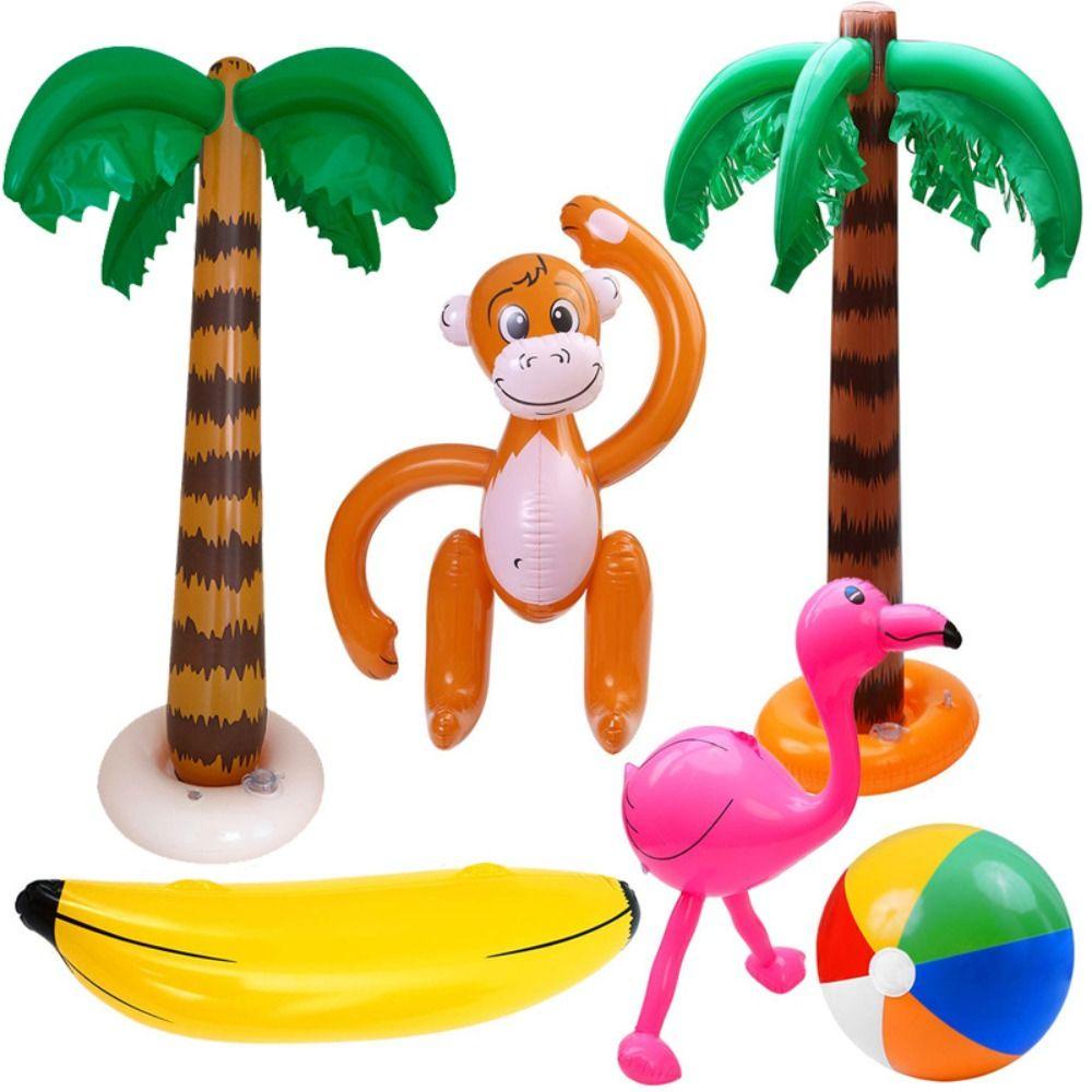 NICKOLAS1 Inflatable Tropical Palm Tree Party Decor Hadiah Anak Backdrop Decor Summer Toys Mainan Tiup Monkey Balloon Air Balloon Kolam Renang Mainan