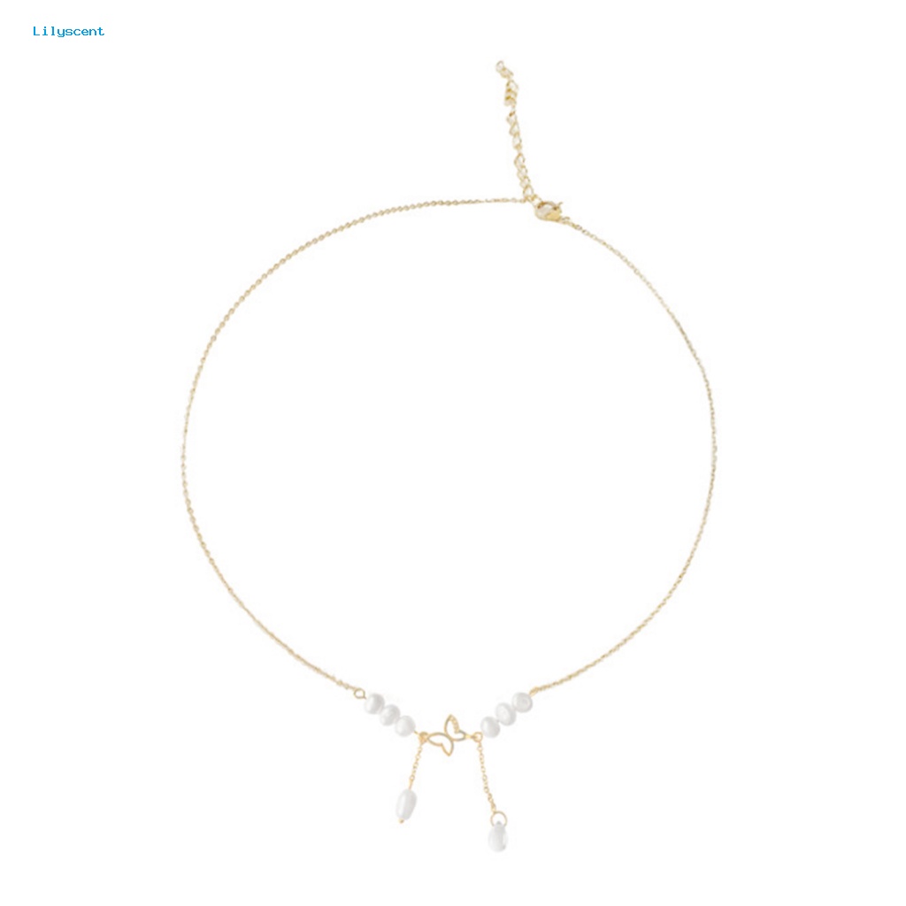 Lilyscent Warna Emas Kupu-Kupu Kalung Perhiasan Hadiah Wanita Butterfly Choker Necklace Anti Luntur