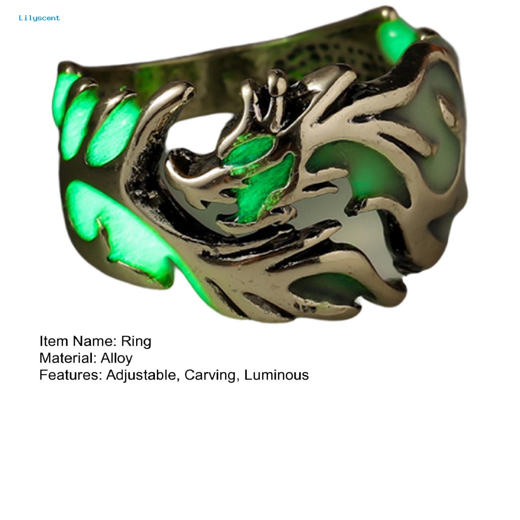 Lilyscent Alloy Finger Ring Aksesori Pakaian Gothic Adjustable Alloy Ring Ukir