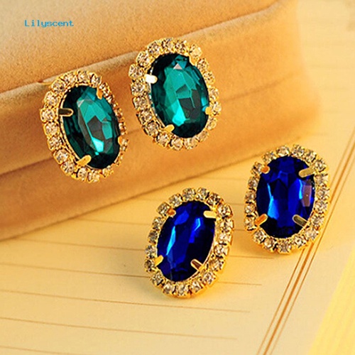 Lilyscent Fashion Wanita Berlian Imitasi Ear Stud Earrings Eardrop Istana Gaya Perhiasan Hadiah